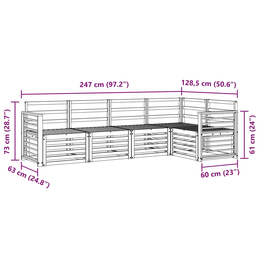 Ensembles de canapés 5 pcs Naturel Bois d'Acacia Massif - 7