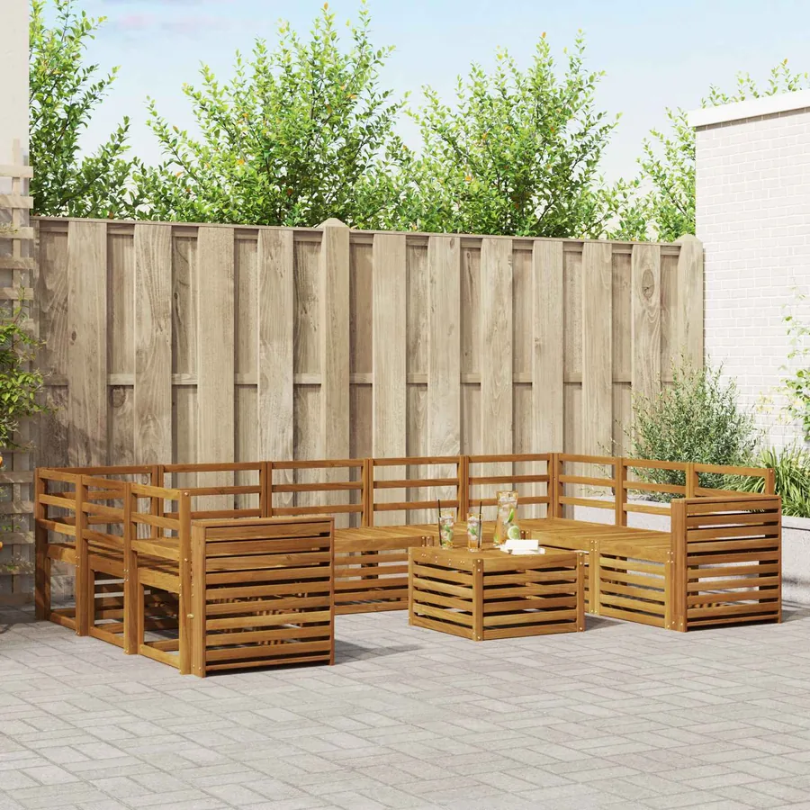 Ensembles de canapés 10 pcs Naturel Bois d'Acacia Massif
