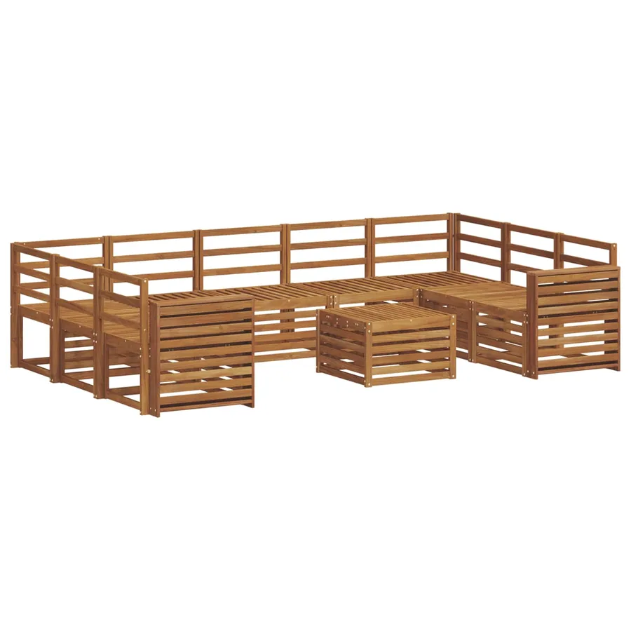 Ensembles de canapés 10 pcs Naturel Bois d'Acacia Massif - 2