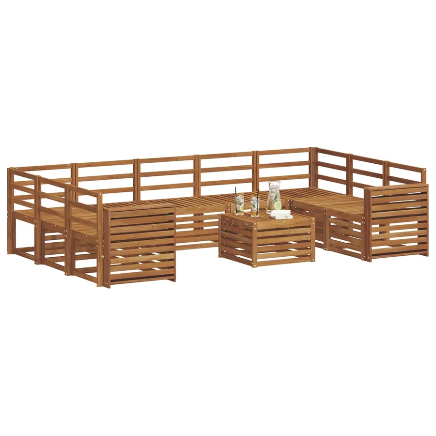 Ensembles de canapés 10 pcs Naturel Bois d'Acacia Massif - 3