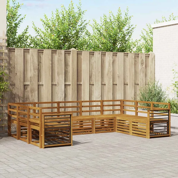 Ensemble de canapé d'angle 9 pcs Naturel