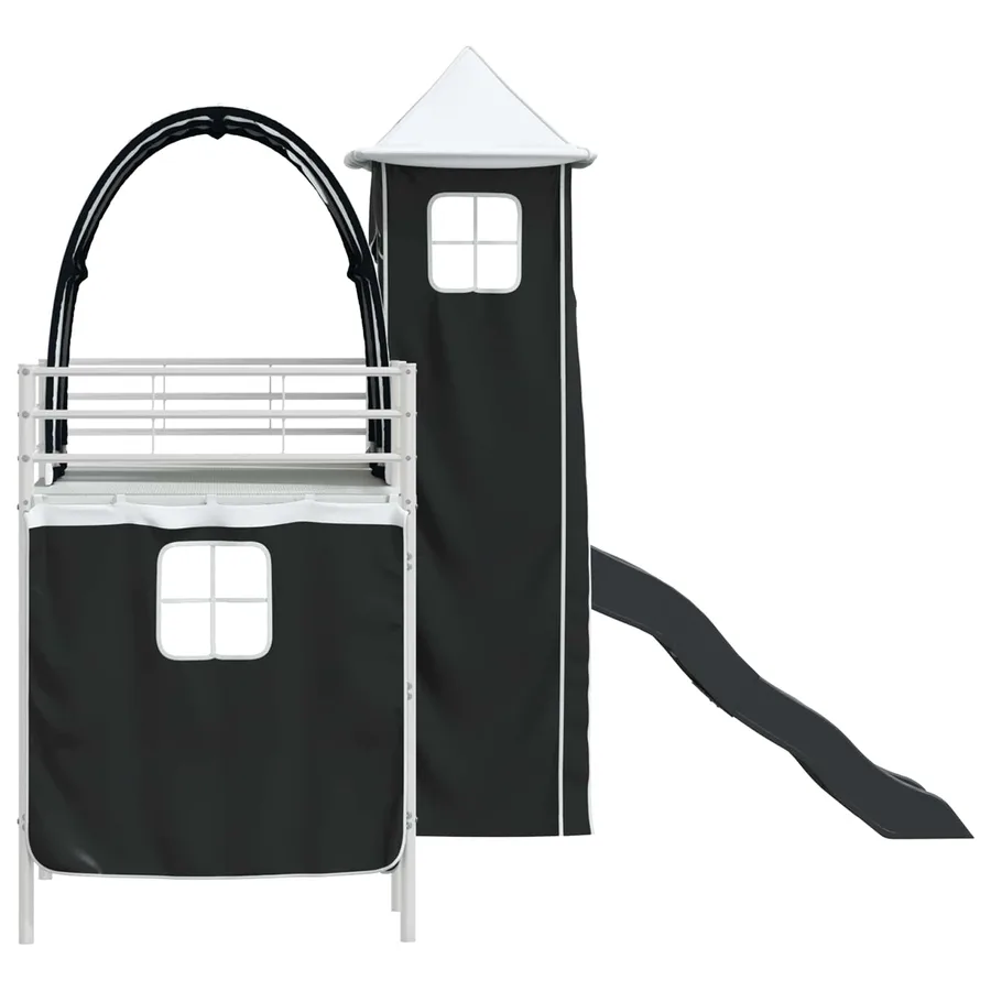 Lit mezzanine pour enfants Uni Blanc et noir 90 x 190 cm métal - 9