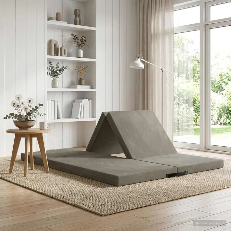 Canapé-lit pliable 140 x 67 x 45 cm Gris clair