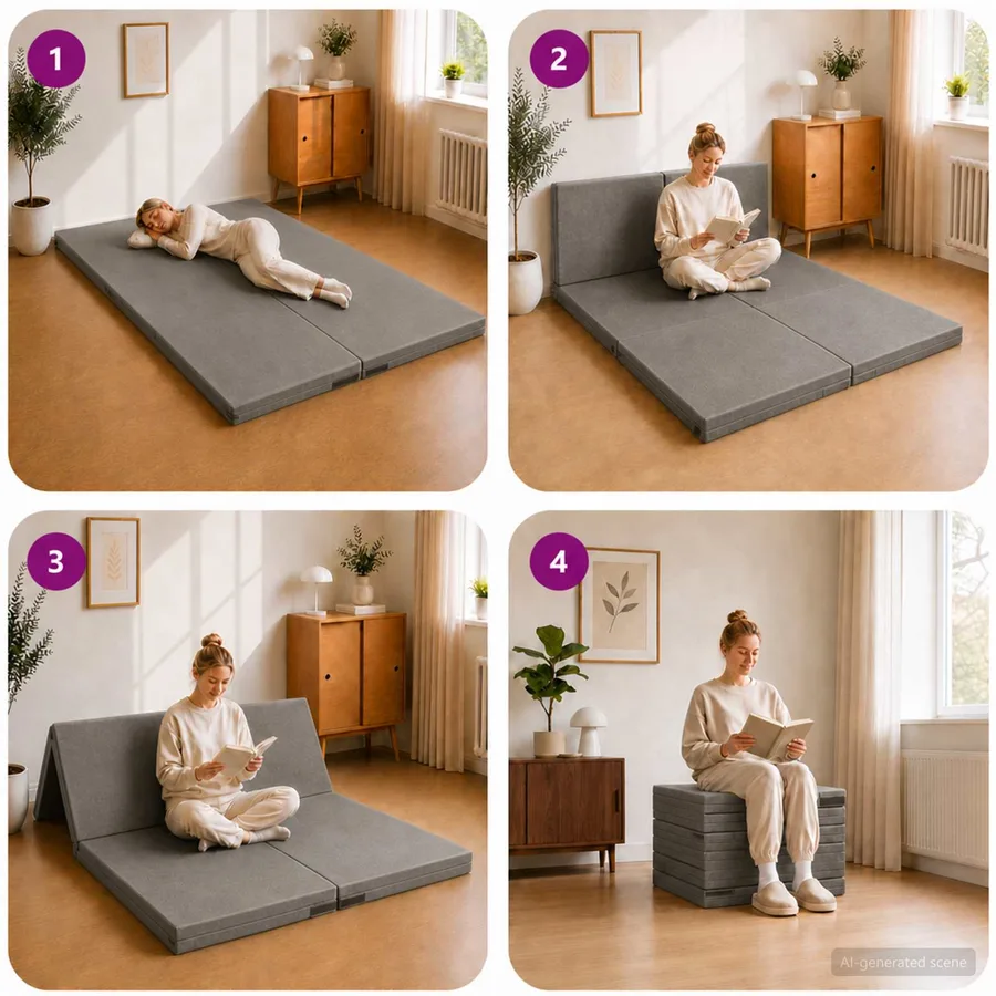 Canapé-lit pliable 140 x 67 x 45 cm Gris clair - 9