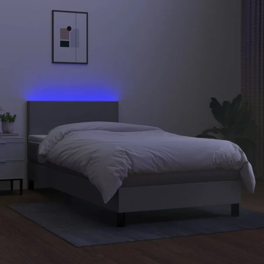 Sommier à lattes de lit avec matelas et LED Gris clair 80x200cm - 4