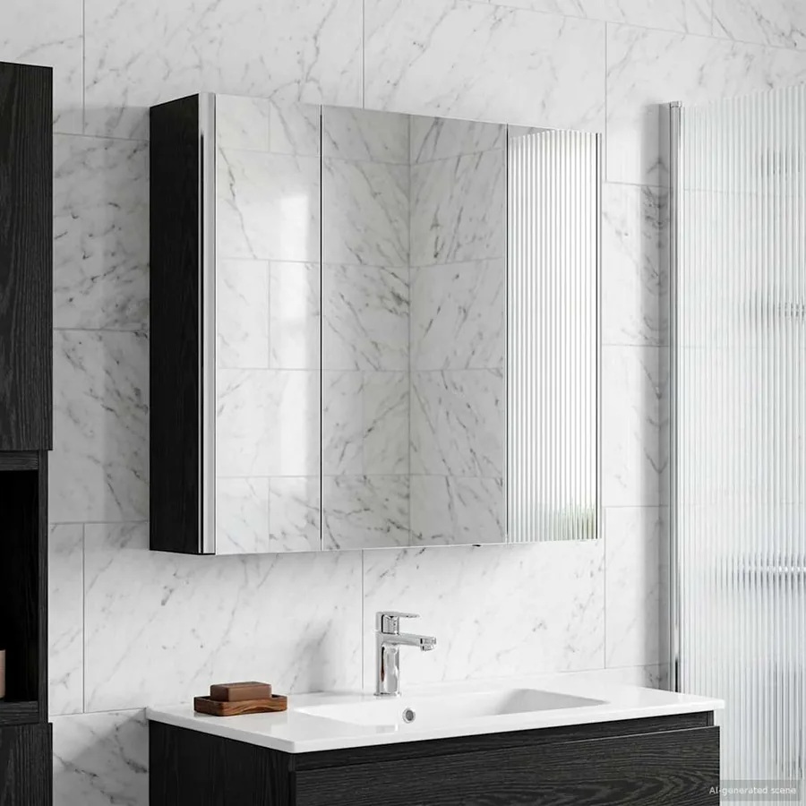 Armoire Miroir de Salle de Bain Chêne noir