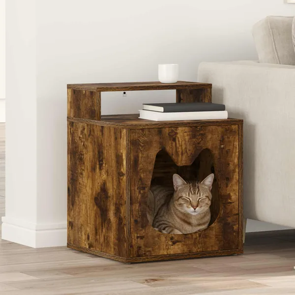 Maison pour chat Chêne fumé 42,5 x 40 x 53,5 cm