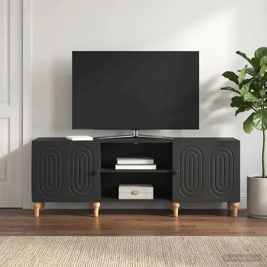 Meuble TV Noir 150 x 31 x 50 cm Bois d'ingénierie - 4