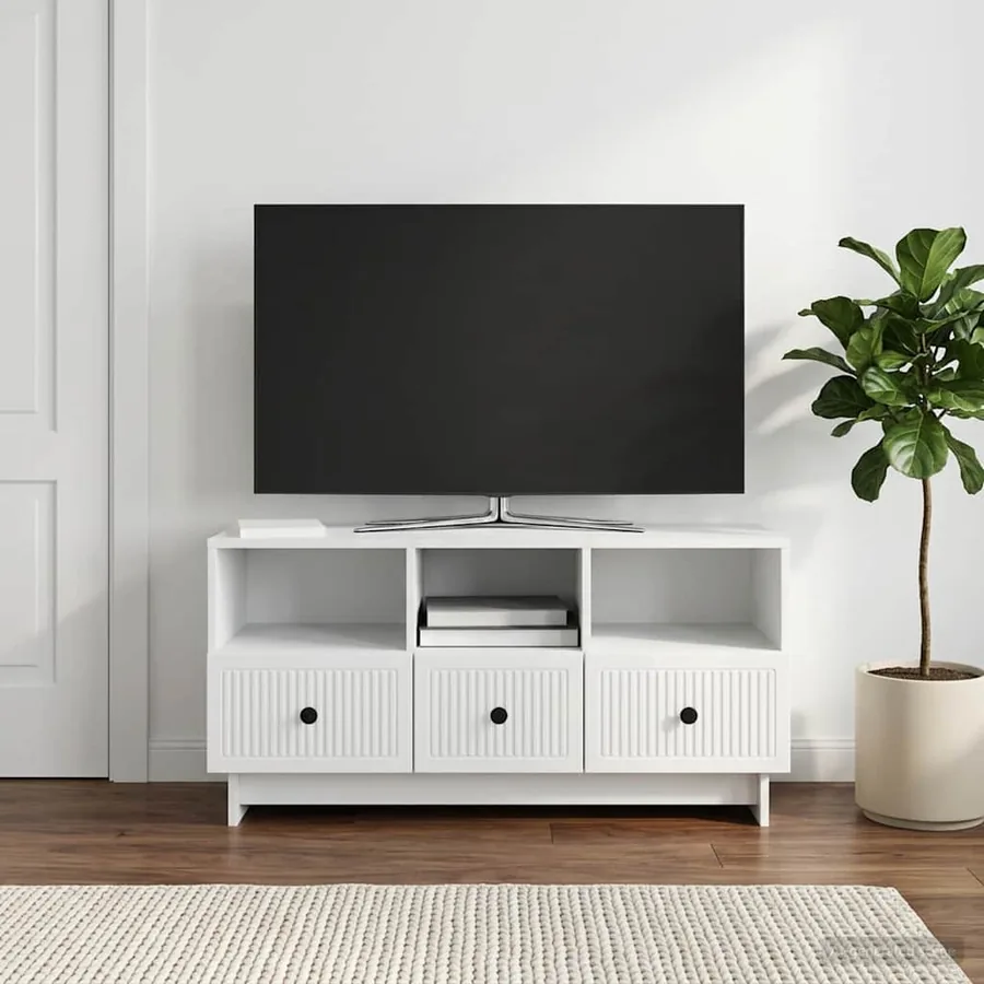 Meuble TV Blanc 102 x 34,5 x 50 cm Bois d'ingénierie