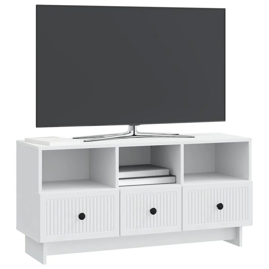 Meuble TV Blanc 102 x 34,5 x 50 cm Bois d'ingénierie - 3