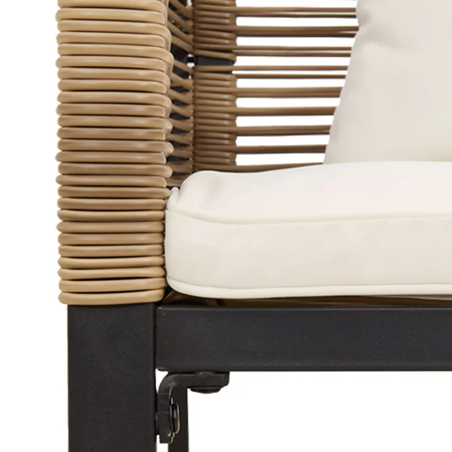 Ensemble de meubles d'extérieur Beige et blanc crème polyrotin - 12