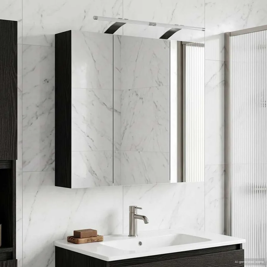 Armoire Miroir de Salle de Bain Chêne noir 70 x 14,5 x 70 cm