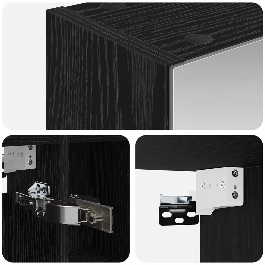 Armoire Miroir de Salle de Bain Chêne noir 70 x 14,5 x 70 cm - 8