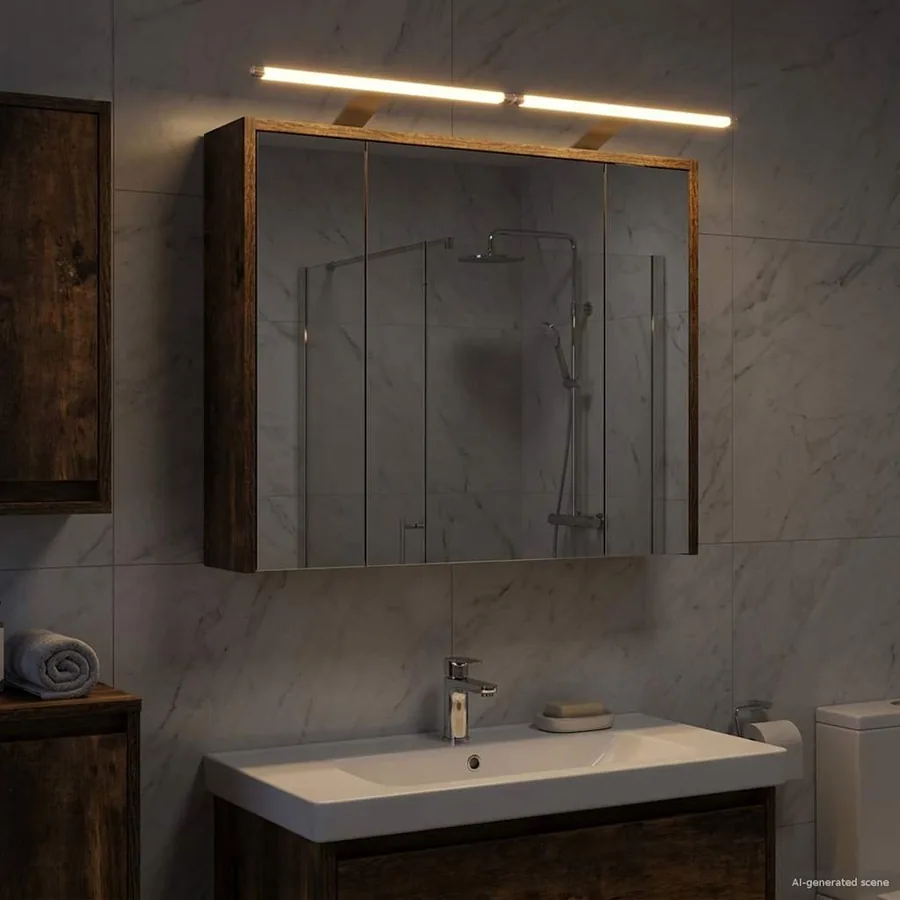 Armoire Miroir de Salle de Bain Chêne fumé 73,5 x 16 x 62,5 cm