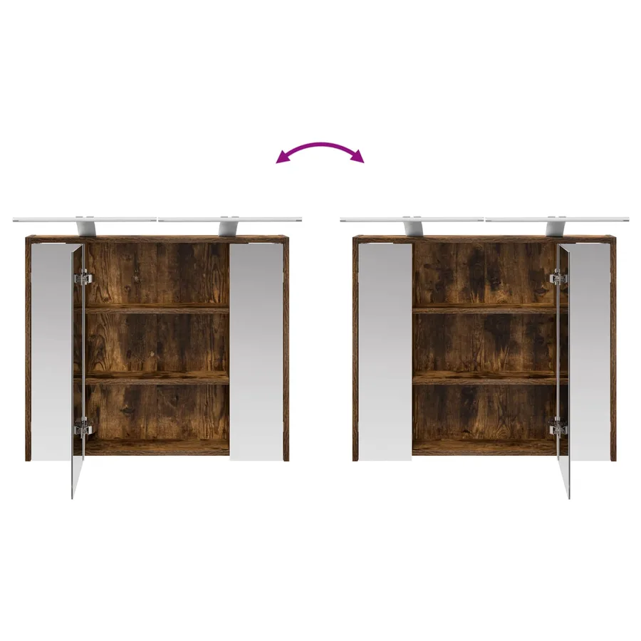 Armoire Miroir de Salle de Bain Chêne fumé 73,5 x 16 x 62,5 cm - 12
