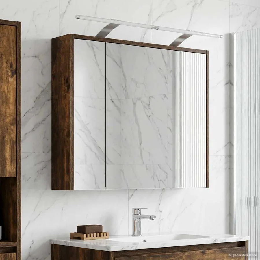 Armoire Miroir de Salle de Bain Chêne fumé 73,5 x 16 x 62,5 cm - 4