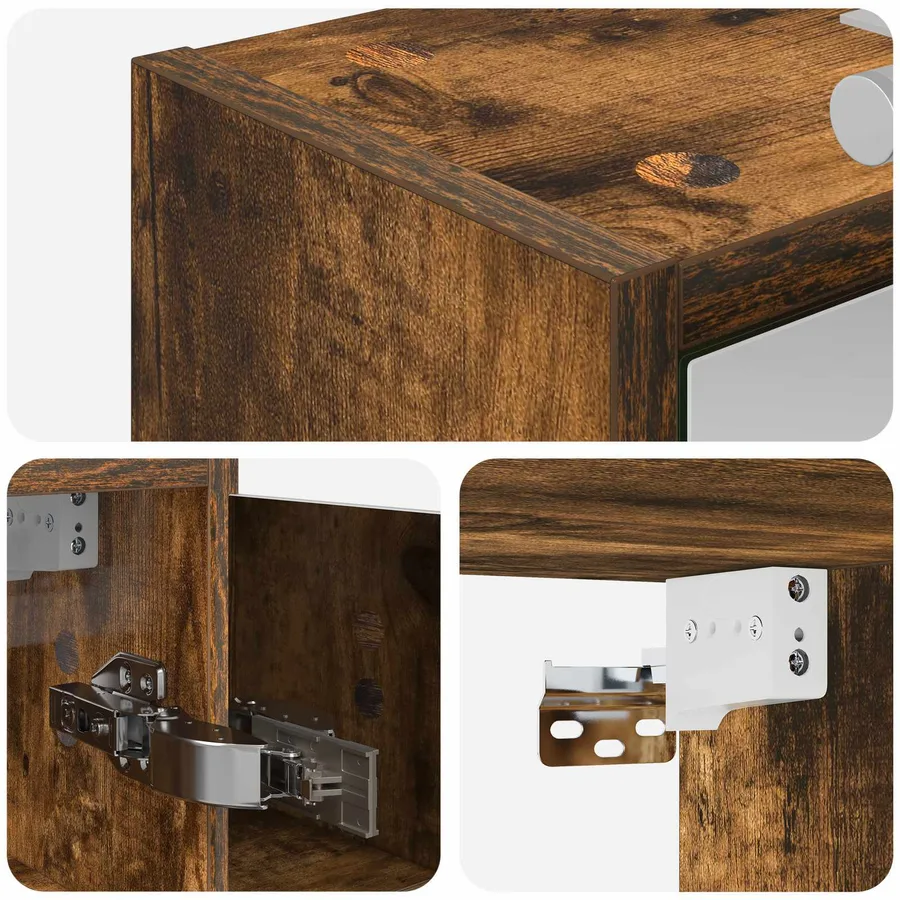 Armoire Miroir de Salle de Bain Chêne fumé 73,5 x 16 x 62,5 cm - 8