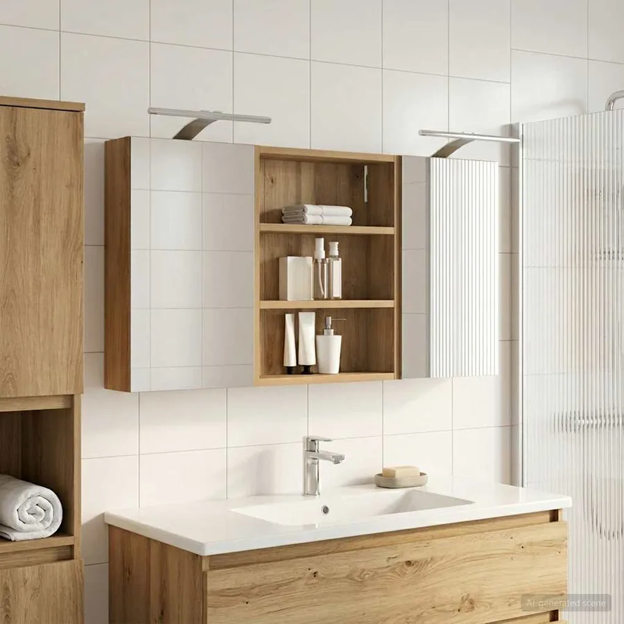 Ensemble de Meubles de Salle de Bain 3 pc 100 x 10,5 x 50 cm - 4