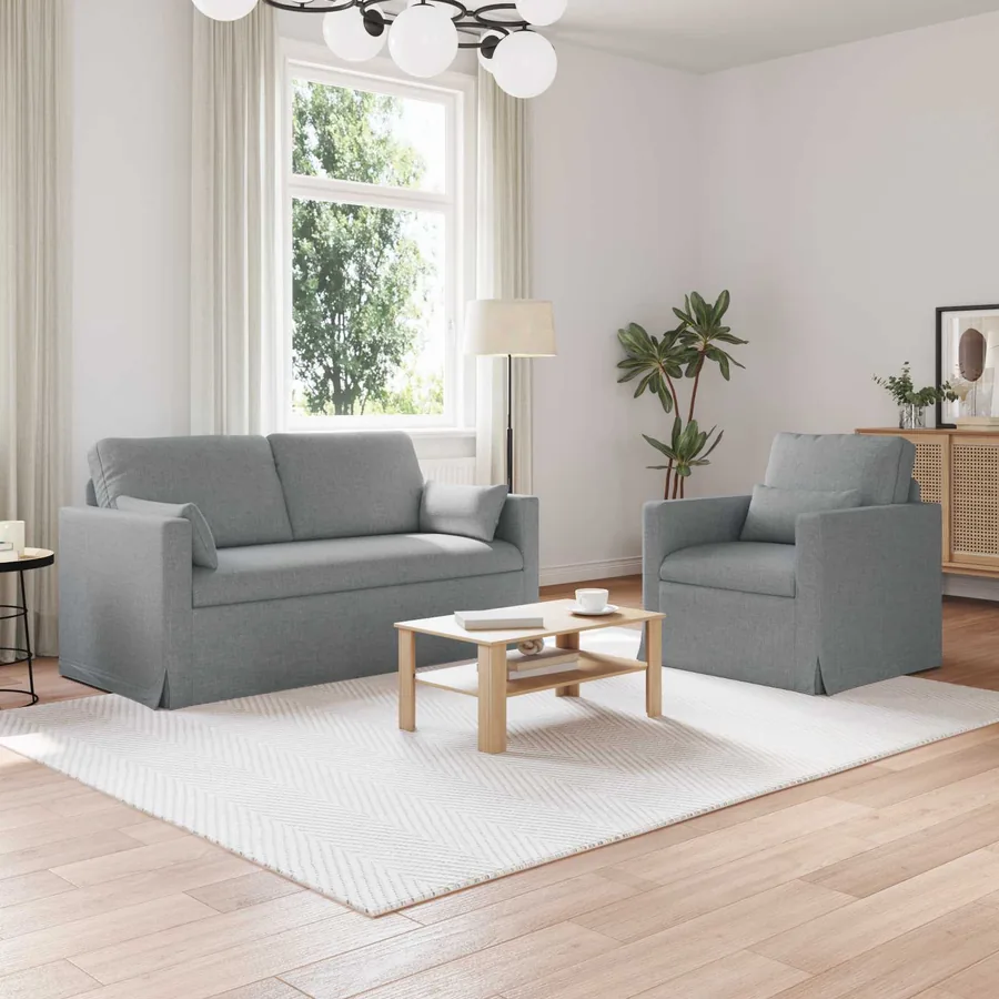 Ensemble de Canapés 2 pcs Gris clair 158 x 78 x 80 cm tissu
