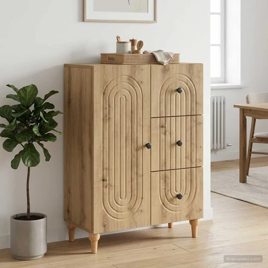 Buffet Chêne artisanal 66 x 34,5 x 90 cm Bois d'ingénierie - 4
