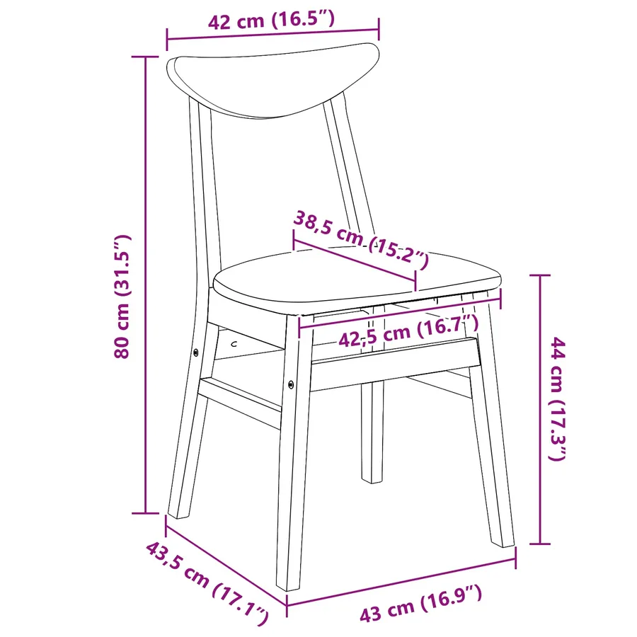 Chaises de salle à manger 2 pcs Naturel 42 x 47.5 x 81 cm - 11