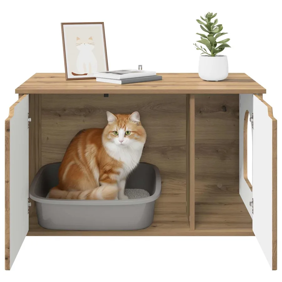 Maison pour chat Chêne artisan 85 x 55 x 50,5 cm - 11