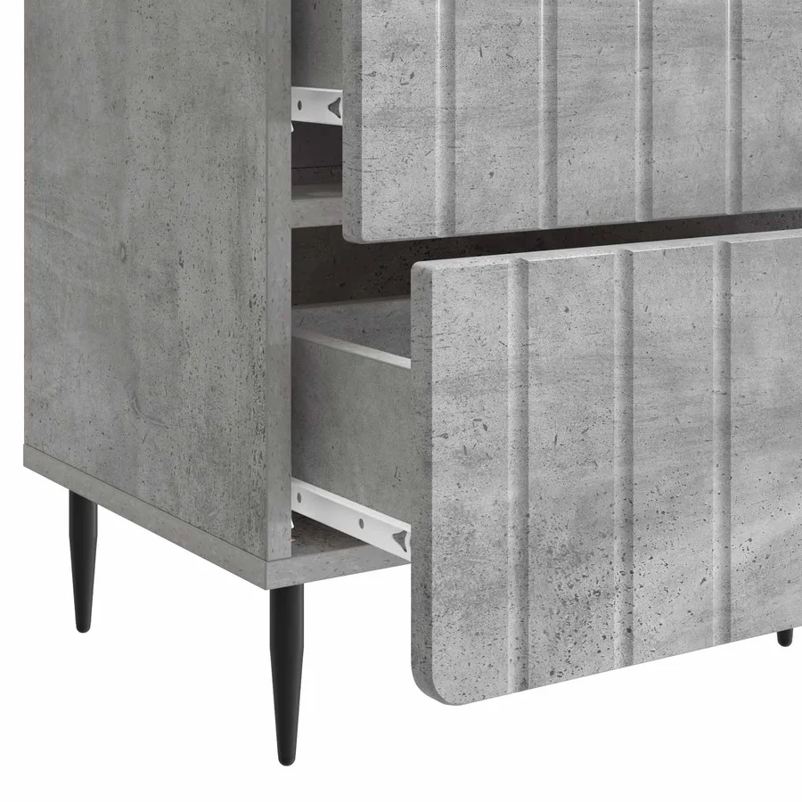 Cabinet de chevet 2 pcs Gris béton 43 x 34,5 x 49,5 cm - 11