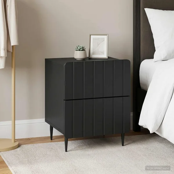 Cabinet de chevet avec tiroir 2 pcs Noir 43 x 34,5 x 49,5 cm