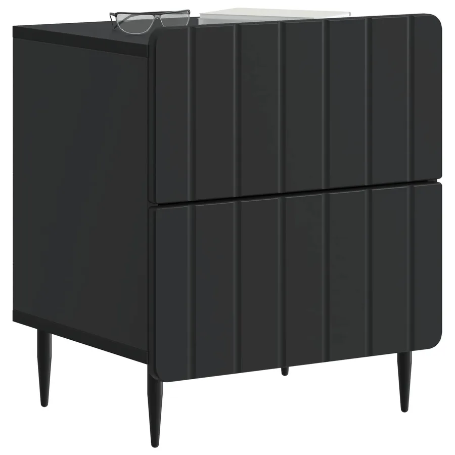 Cabinet de chevet avec tiroir 2 pcs Noir 43 x 34,5 x 49,5 cm - 3