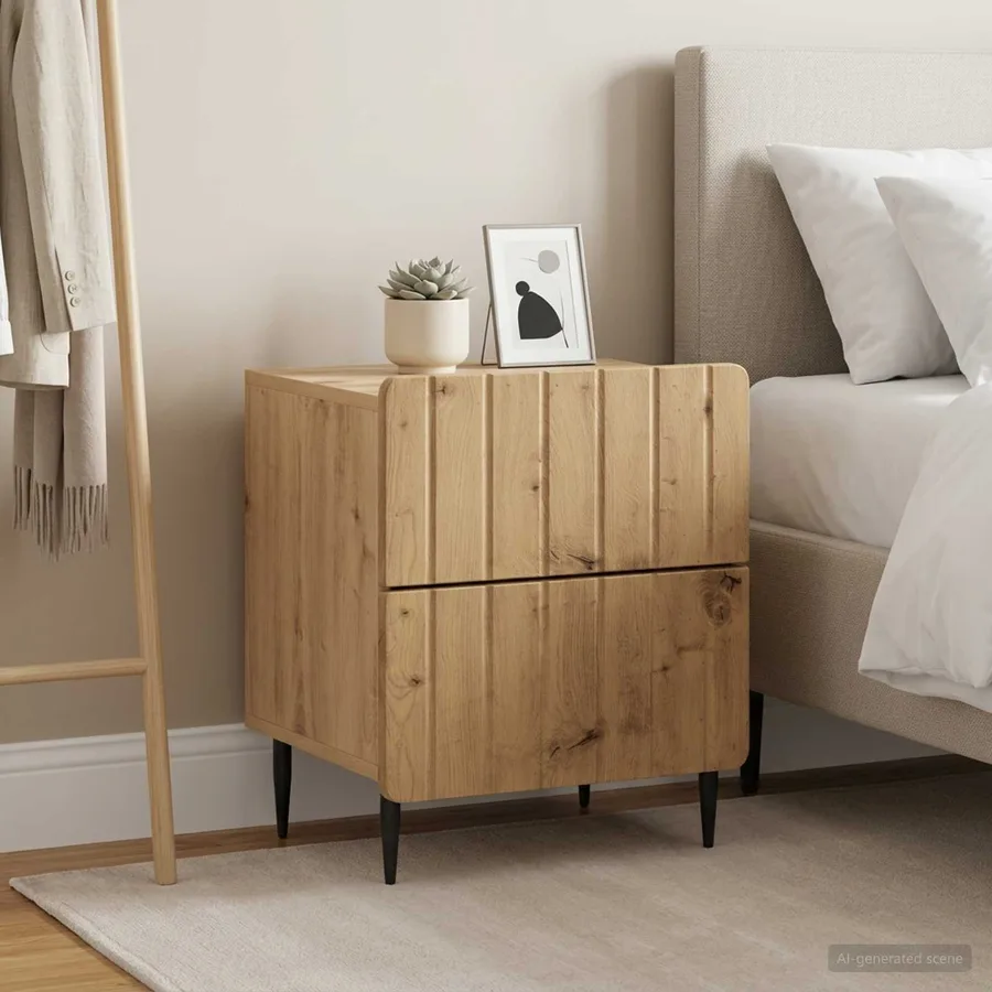 Cabinet de chevet 2 pc Chêne artisanal 43 x 34,5 x 49,5 cm - 4