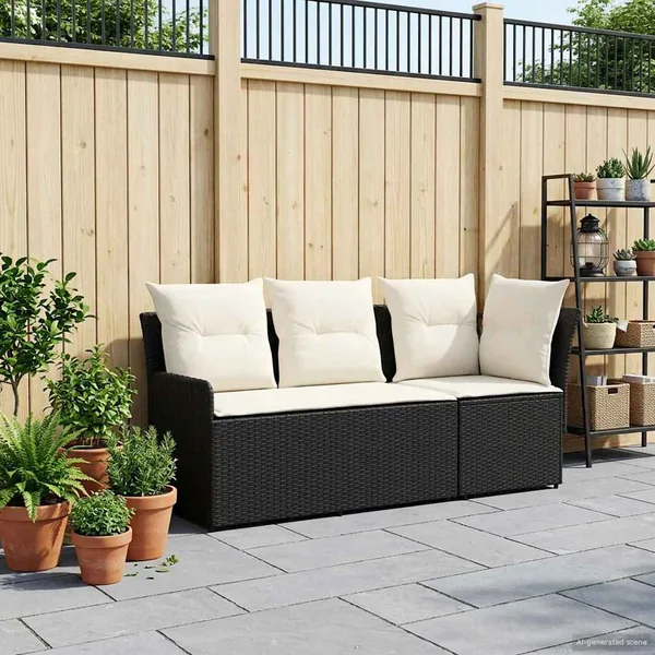 Sofa de jardin avec accoudoirs et sofa d'angle 2 Pièce Rotin PE
