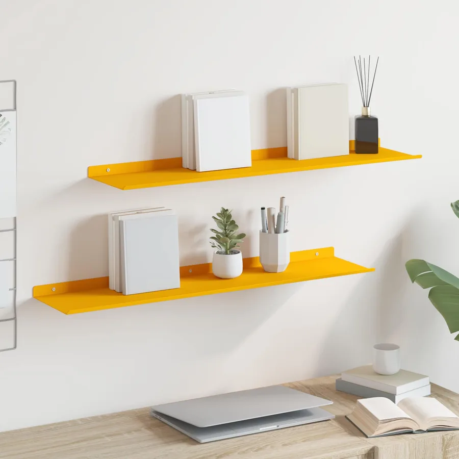 Étagère flottante 2 pcs Jaune moutarde 80 x 18 x 2,5 cm Acier