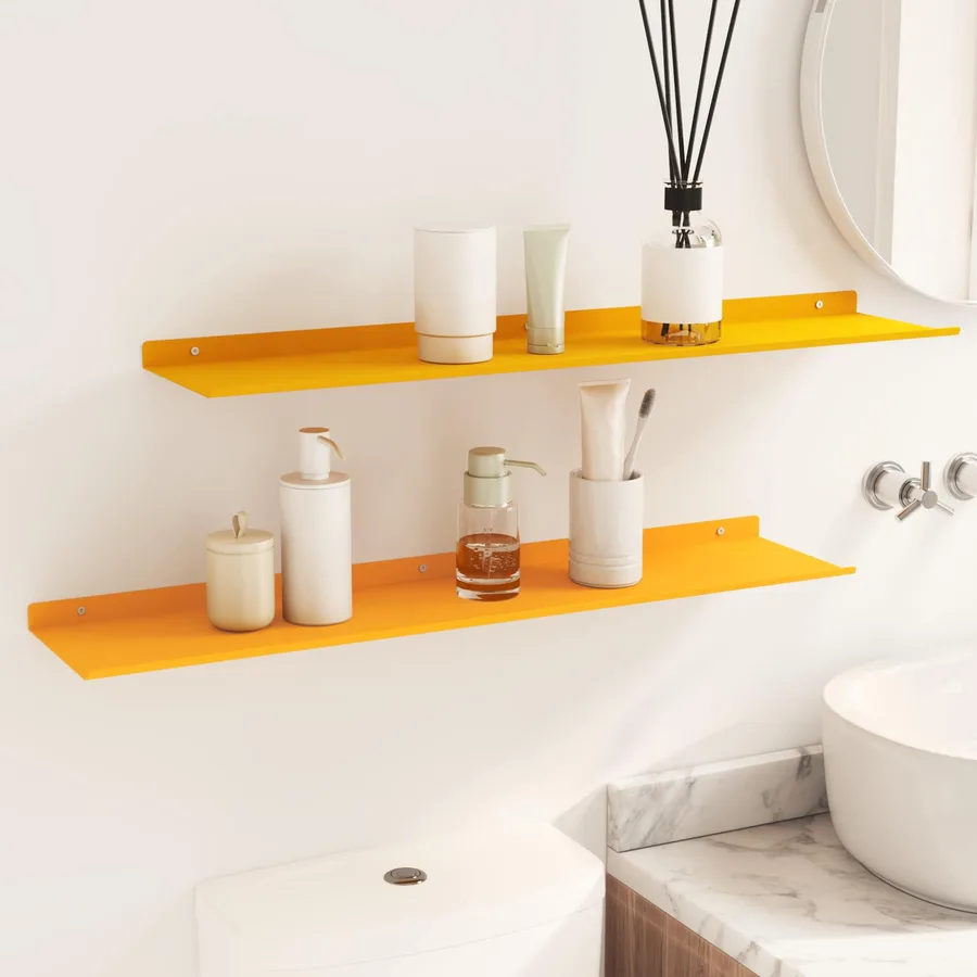 Étagère flottante 2 pcs Jaune moutarde 80 x 18 x 2,5 cm Acier - 4