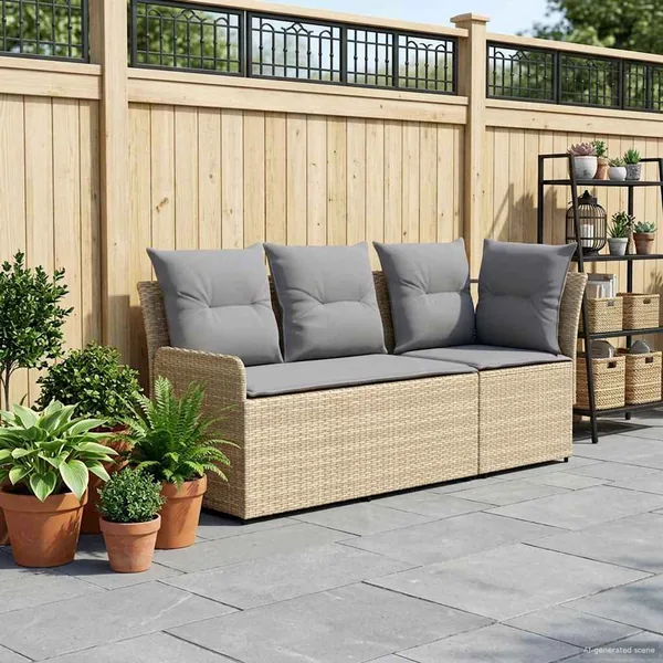 Sofa de jardin avec accoudoirs et sofa d'angle 2 Pièce Rotin PE
