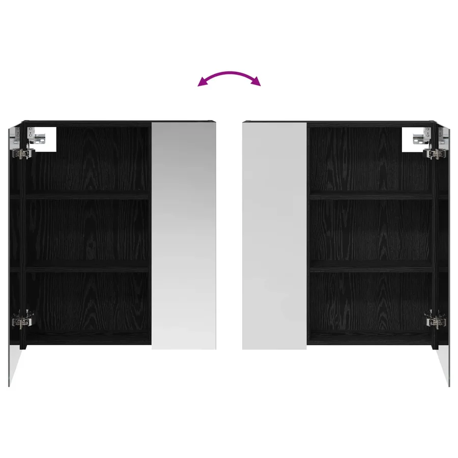Armoire Miroir de Salle de Bain Chêne noir 60 x 14,5 x 70 cm - 10