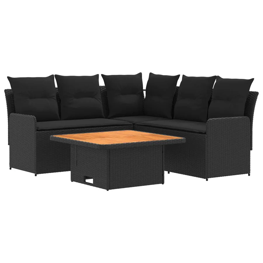 Ensembles de meubles avec oreiller 4 pcs Noir Rotin PE - 2