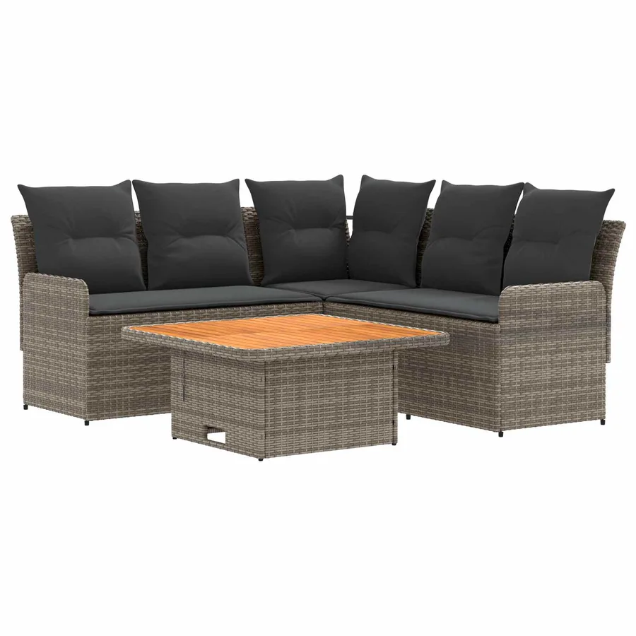 Ensembles de meubles 4 pcs Gris et Gris foncé Rotin PE - 2