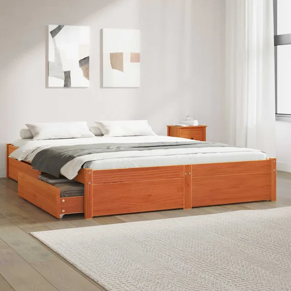 Cadre de lit Cire marron 120 x 200 cm Bois de Pin Massif