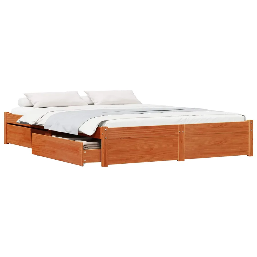 Cadre de lit Cire marron 120 x 200 cm Bois de Pin Massif - 2