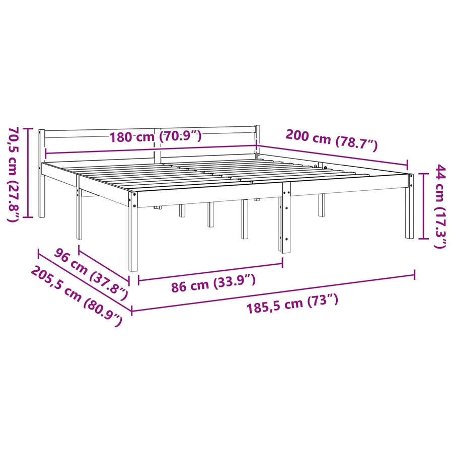 Cadre de lit Cire marron 180 x 200 cm Bois de pin massif - 9