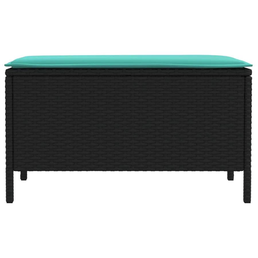 Pouf de Jardin Noir et turquoise 80 x 38 x 42 cm Rotin PE - 2