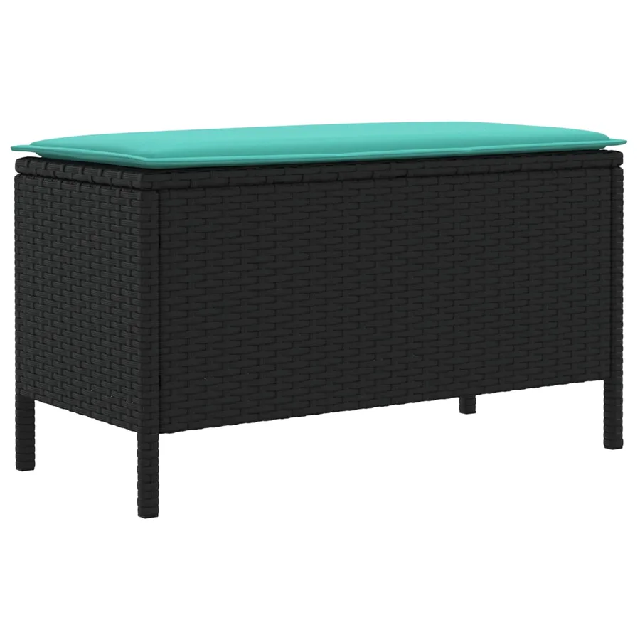 Pouf de Jardin Noir et turquoise 80 x 38 x 42 cm Rotin PE - 4
