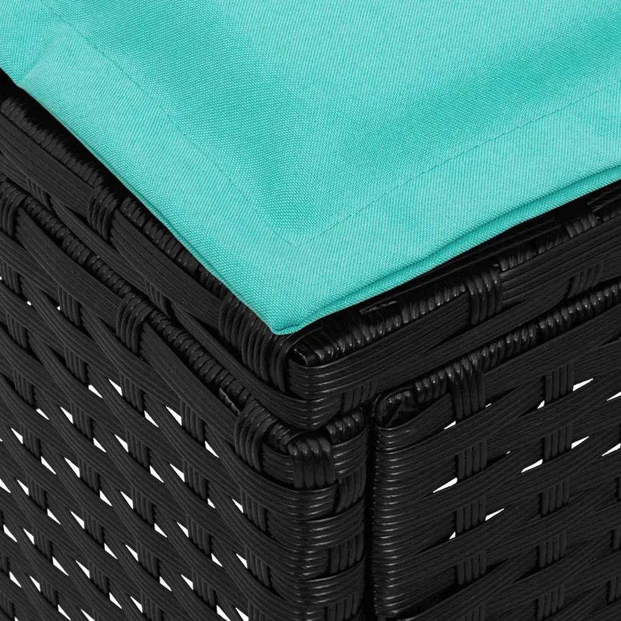 Pouf de Jardin Noir et turquoise 80 x 38 x 42 cm Rotin PE - 6