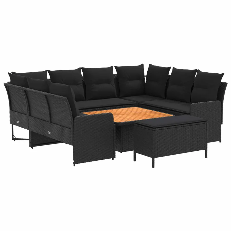 Ensembles de meubles avec oreiller 7 pcs Noir Rotin PE - 2