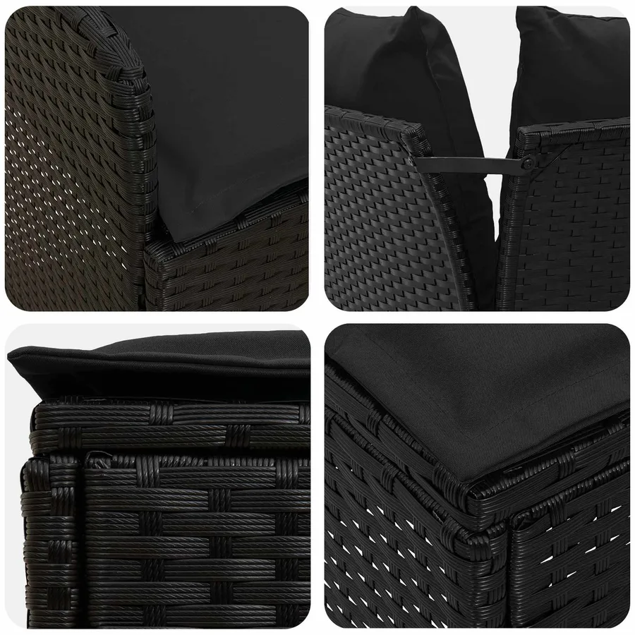 Ensembles de meubles avec oreiller 7 pcs Noir Rotin PE - 9