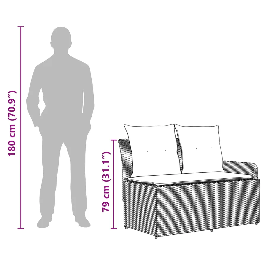Canapé de jardin avec accoudoirs et table relevable 2 Pièce - 14