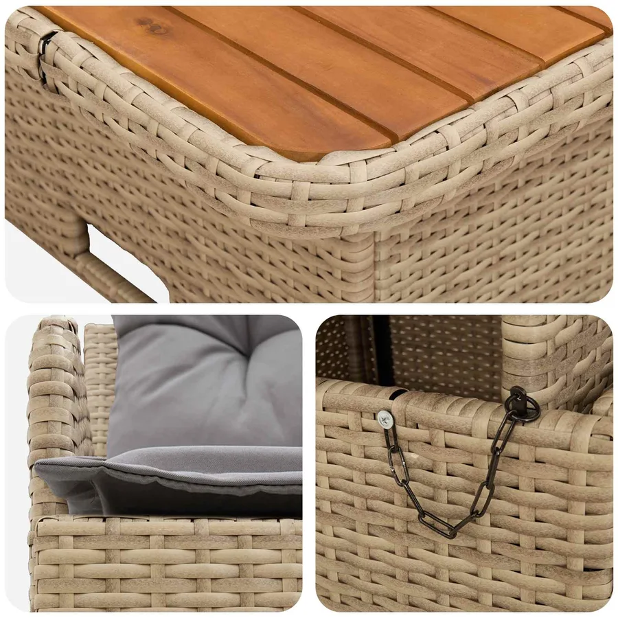 Canapé de jardin avec accoudoirs et table relevable 2 Pièce - 9
