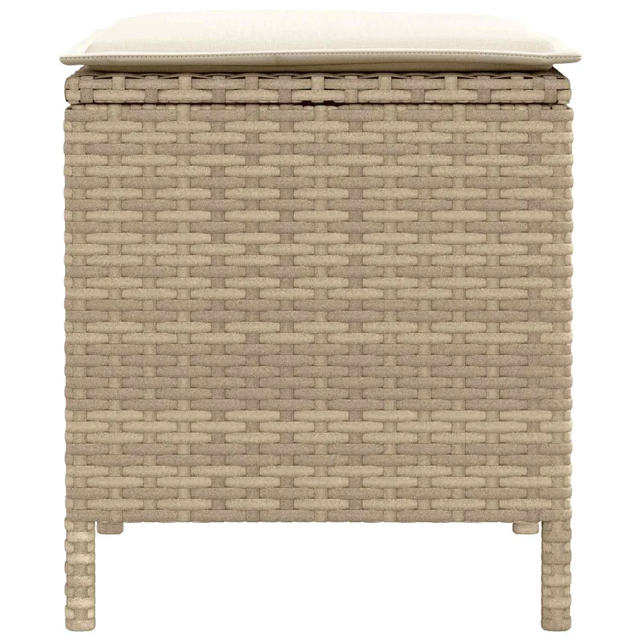 Pouf de Jardin 2 Pièce Beige et crème 38 x 38 x 45 cm Rotin PE - 4