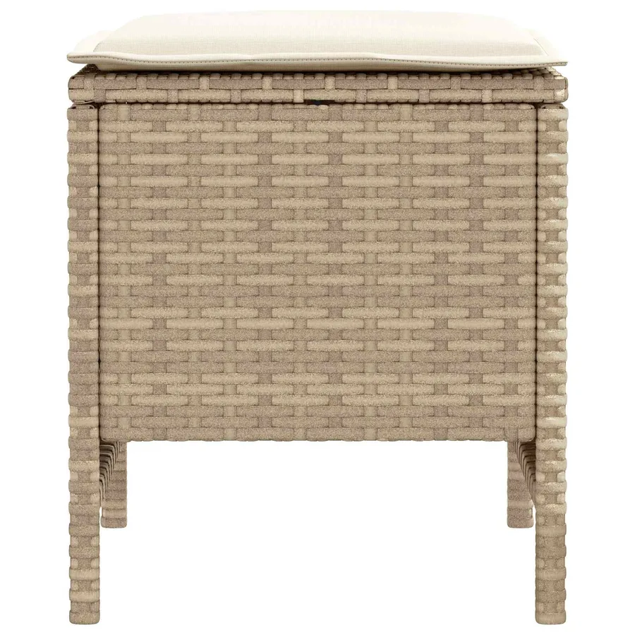 Pouf de Jardin 2 Pièce Beige et crème 38 x 38 x 45 cm Rotin PE - 5