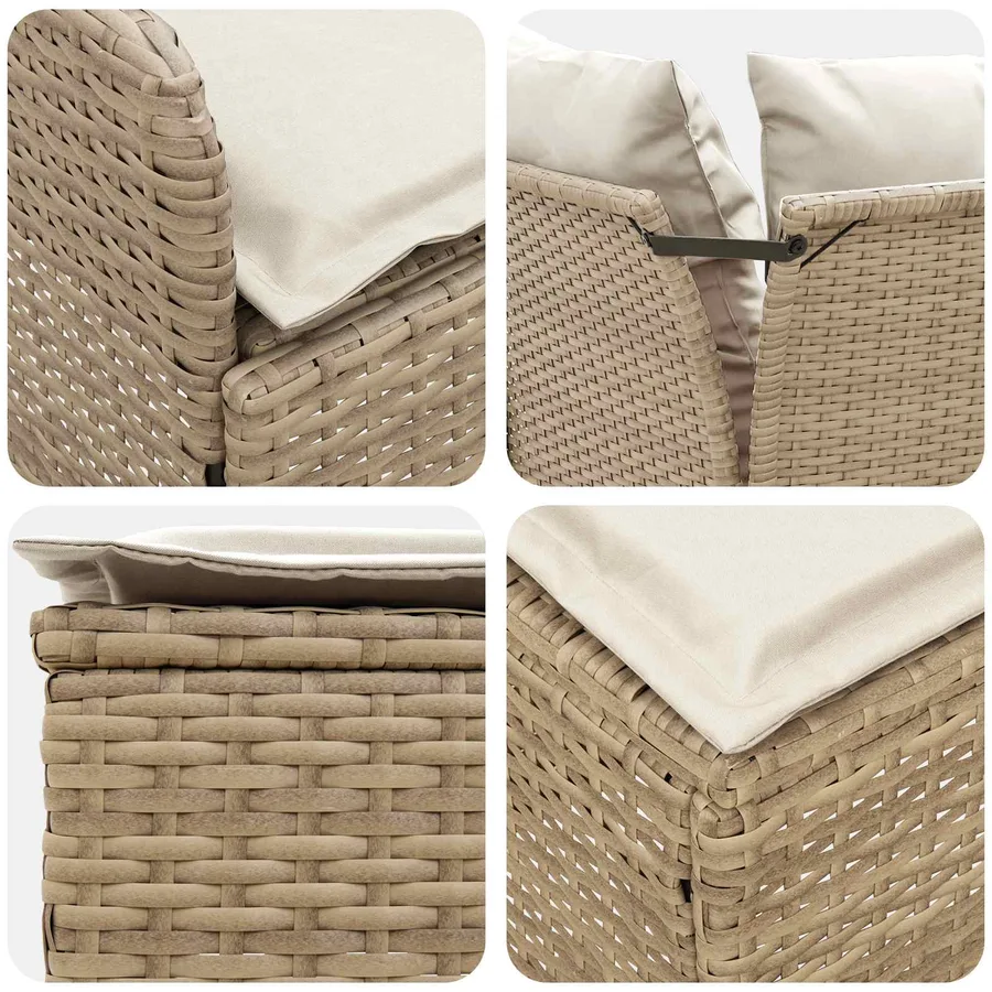 Ensembles de meubles 7 pcs Beige et crème Rotin PE - 8